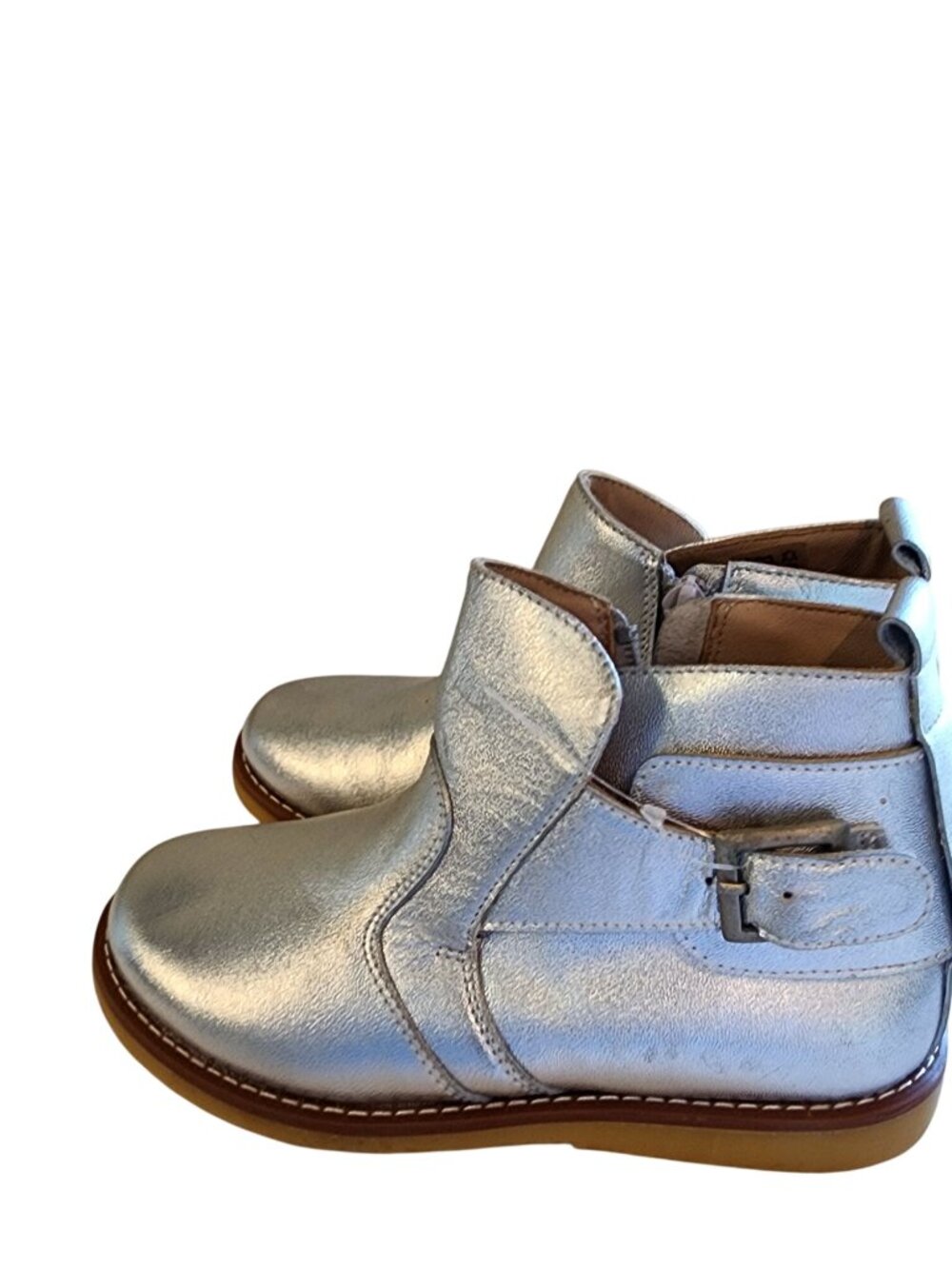 Elephantito Metallic Silver Ankle Boots Girls Size 13 - Picture 3 of 7